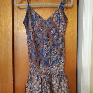 Romper, size S/M color blue/tan multi